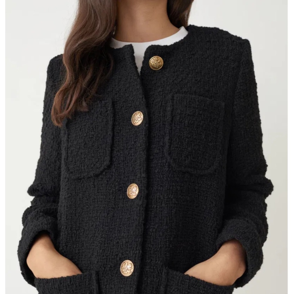NWT & OTHER STORIES Gold Button Tweed Jacket